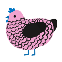 A pink and sable chicken with a lace pattern
