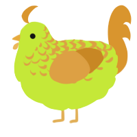 A lime and orange chicken with a half-lace pattern