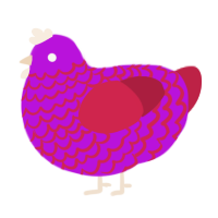 A amethyst and crimson chicken with a lace pattern