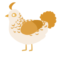 A cream and orange chicken with a half-lace pattern