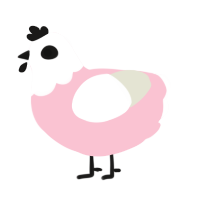 A rose and white chicken with a head pattern