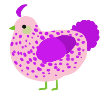 A rose and amethyst chicken with a speckle pattern