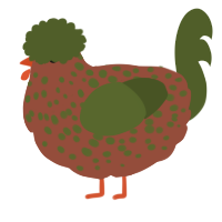 A russet and olive chicken with a speckle pattern