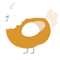 A orange and cream chicken with a head pattern