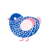 Fancy Pool Party, a ultramarine and rose chicken with a lace pattern