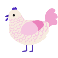 A cream and pink chicken with a lace pattern