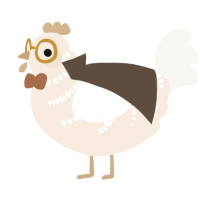 A cream and white chicken with a half-bar pattern