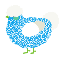A sky and white chicken with a double-lace pattern