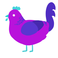 A amethyst and indigo chicken with a neck-band pattern