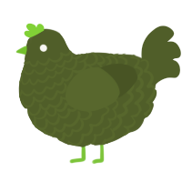 A olive chicken with a lace pattern