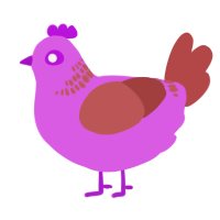 A orchid and red chicken with a neck-band pattern