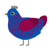 Blueberry Swirl, a ultramarine and maroon chicken with a lace pattern