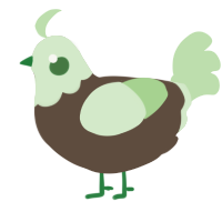 A bark and gluppy chicken with a head pattern