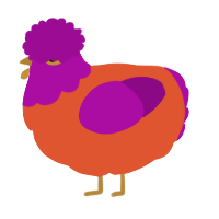 A vermilion and plum chicken with a head pattern