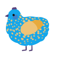 A sky and honey chicken with a speckle pattern