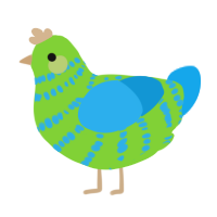 A grass and sky chicken with a bar pattern