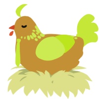 A gold and lime chicken with a neck-speckle pattern