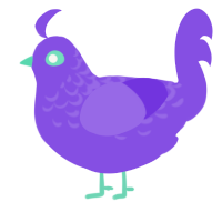 A blurple chicken with a half-lace pattern