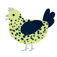 A lemon and tumblr chicken with a speckle pattern