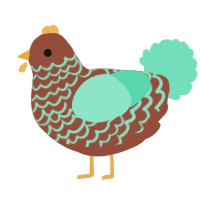 A russet and mint chicken with a lace pattern