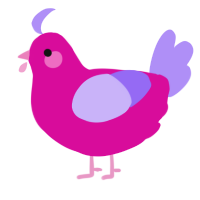 A fuchsia and lilac chicken