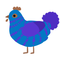 A sapphire and indigo chicken with a bar pattern