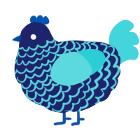 A navy and aqua chicken with a lace pattern