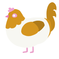 A white and ochre chicken with a head pattern