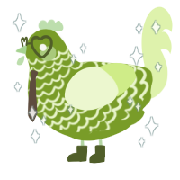 A chartreuse and apple chicken with a lace pattern