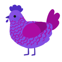 A blurple and plum chicken with a lace pattern