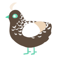 A bark and cream chicken with a half-lace pattern