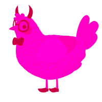 A fuchsia chicken with a lace pattern