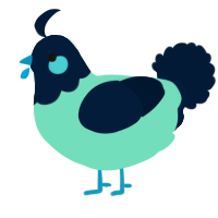 A mint and tumblr chicken with a head pattern