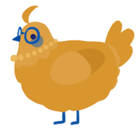 A orange chicken with a head pattern