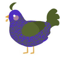 A indigo and olive chicken with a double-lace pattern