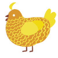 A orange and yellow chicken with a lace pattern