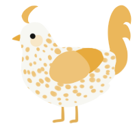 Metatron, a white and honey chicken with a speckle pattern