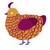 A orange and wine chicken with a lace pattern