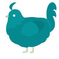 A teal chicken with a head pattern