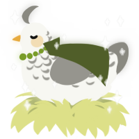 A white and ash chicken with a half-lace pattern