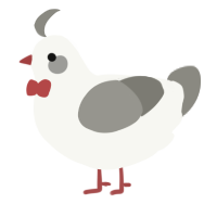A white and ash chicken