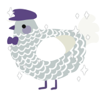 A silver and white chicken with a lace pattern