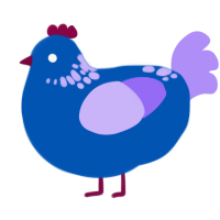 A ultramarine and lilac chicken with a neck-speckle pattern