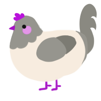 A cream and ash chicken with a head pattern