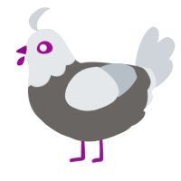A grey and mist chicken with a head pattern