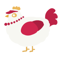 A white and crimson chicken