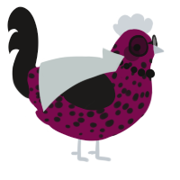 A wine and sable chicken with a speckle pattern