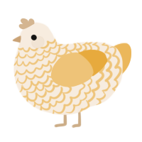 A cream and honey chicken with a lace pattern