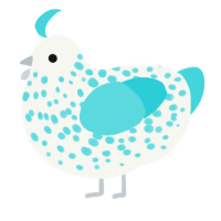 A white and aqua chicken with a speckle pattern