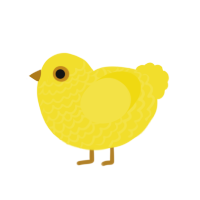 A yellow chicken with a lace pattern